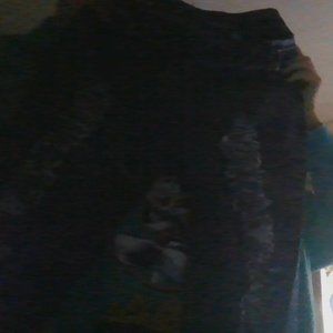 diamante button skinny ripped blues jeans